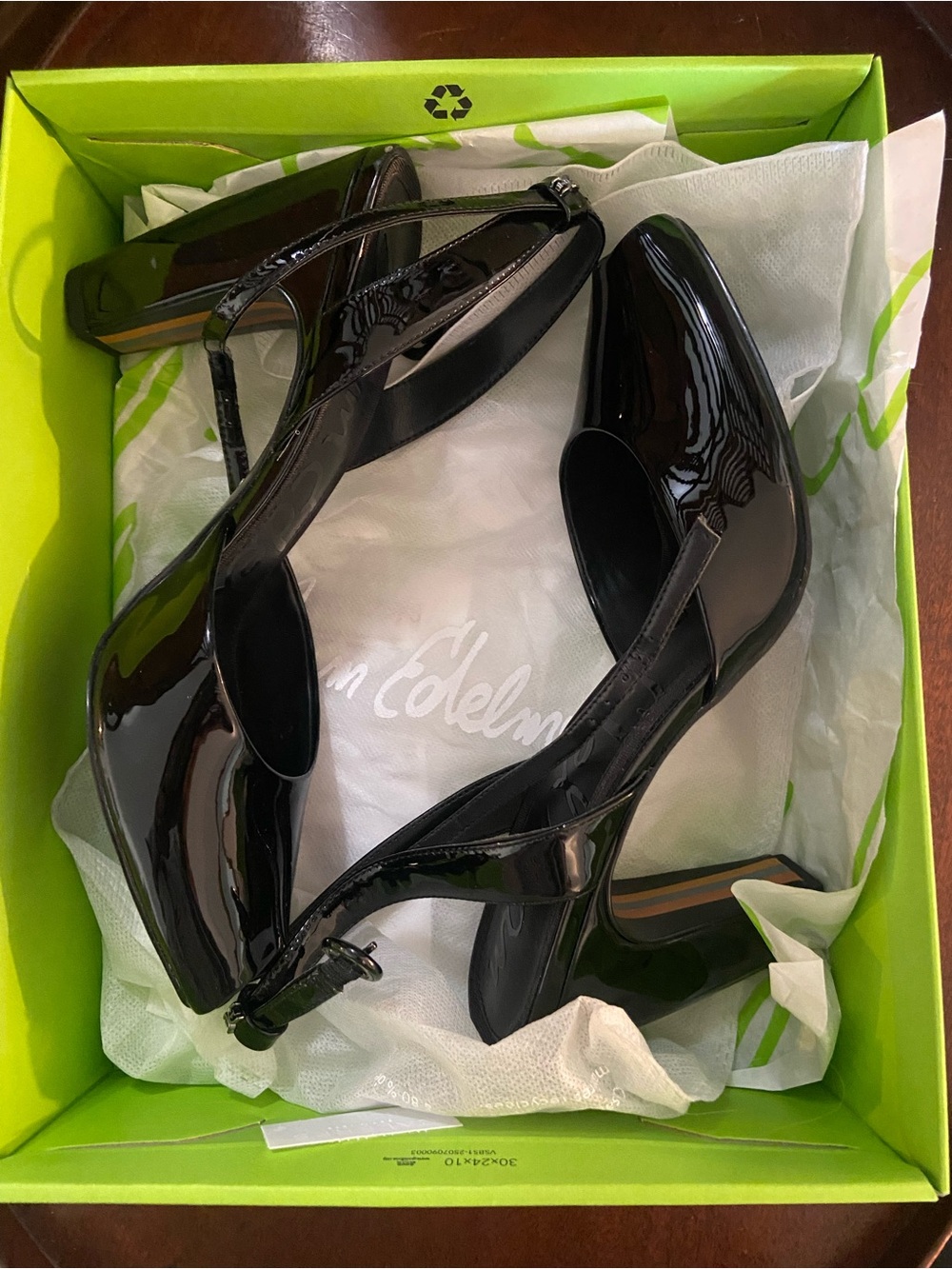 Sam Edelman Black Patent Peep-Toe Ankle-Strap Heels - Picture 5 of 6